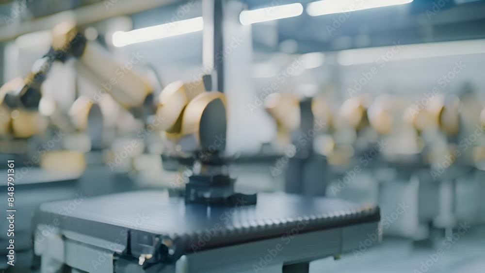 Poster industrial robots working in a factory generative ai