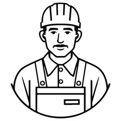 auto mechanic wearing coveralls and overalls avatar concept, Professional appearance man in boilersuit vector outline design, IndustrialEquipmentSymbol, 1st of May Sign, International Workers Day, ill