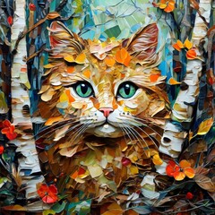 AI Image Generator, Vibrant Forest Cat