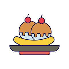 banana split icon with white background vector stock illustration
