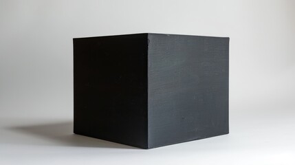 Black box made of cardboard against a white backdrop replica