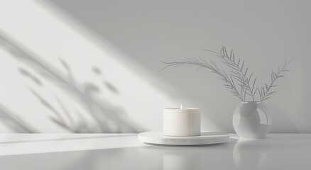 Minimalistic Product Photography: Olive Plant in Elegant Vase on Wooden Table, High Resolution Ecommerce Image with Soft Studio Lighting