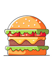burger vector illustration in flat and minimalist style isolated on white background