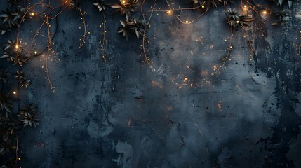 Festive Background with Twinkling Lights and Foliage