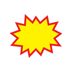Blank sale tags. Ribbon sale banners. Red and yellow starburst stickers. Pop art funny bang bubble on white background. Cartoon comic style.