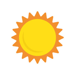 Sun icon in flat style, simple yellow sun.