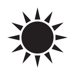 Sun icon, sun symbol isolated on white.