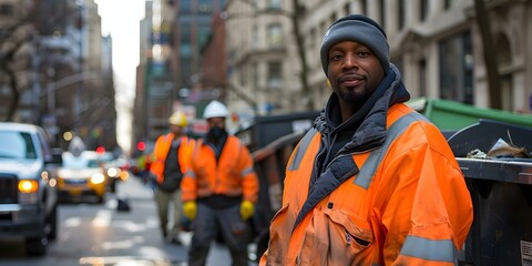 Diverse Sanitation Crew Working in New York City. Concept Sanitation Workers, New York City, Diversity in Workplace, City Services, Essential Workers