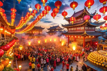 The atmosphere is lively and festive, with people dancing