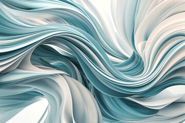 A mesmerizing abstract artwork featuring a dynamic, flowing pattern of light blue and white streaks and waves