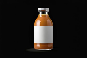 minimalist photograph of a clear glass bottle with a blank white label