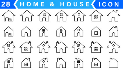 Fototapeta premium Vector set of home and house thin line icons.