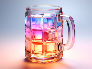 glass of beer on a colored background. 3d render .