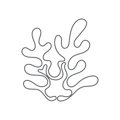 Corals drawn with one line. Marine ocean elements. Vector illustration with continuous line.
