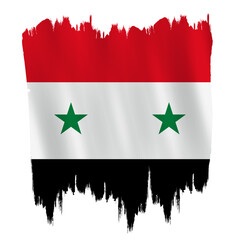 Syria flag country on brush paint stroke.
