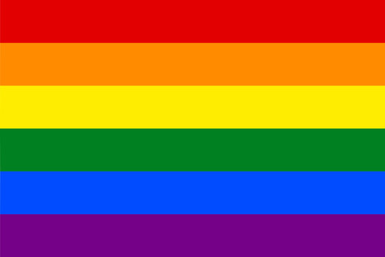 Official 6-colours rainbow Pride flag of GLBTQ community. Lesbian, gay, bisexual, transgender and queer flag. Isolated vector illustration.