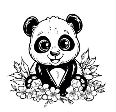 recommend clip art: Cute baby panda coloring page for kids