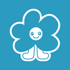 The icon of the children's character flower is blue for books, coloring, games, clothes, advertising