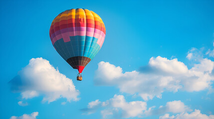 Fototapeta premium Colorful hot air balloon drifting slowly over cumulonimbus clouds formation,Hot air balloons flying in the blue sky. Colorful hot air balloons flying in the blue sky 