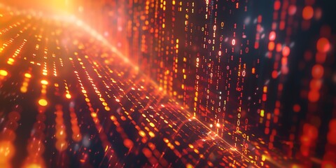 Data technology background. Big data visualization. Flow of data. Information code. Background in a matrix style. 4k rendering, Bright color, realistic