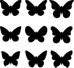 Butterfly shapes, vector silhouette illustration set, vector clip art elements isolated