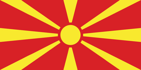 the North Macedonian national flag of North Macedonia, Europe - isolated vector illustration