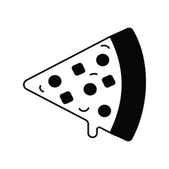 pizza slice icon with white background vector stock illustration
