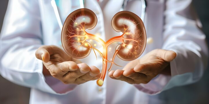 Understanding the Kidneys' Role and Function in the Urinary System. Concept Urinary System, Kidney Function, Renal Physiology, Filtration Process, Nephrons