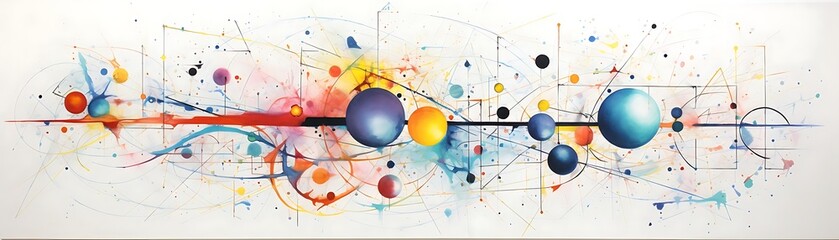 an abstract painting featuring a blue balloon as the centerpiece