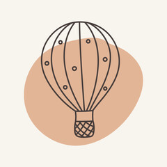 Vector hot air balloon drawing. Perfect for summer, travel, camping designs.