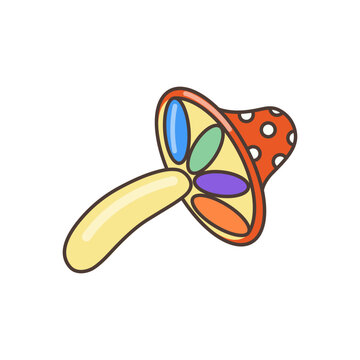 recommend clip art: Multi-colored fly agaric icon in LGBT colors.  70s retro clipart vector design.