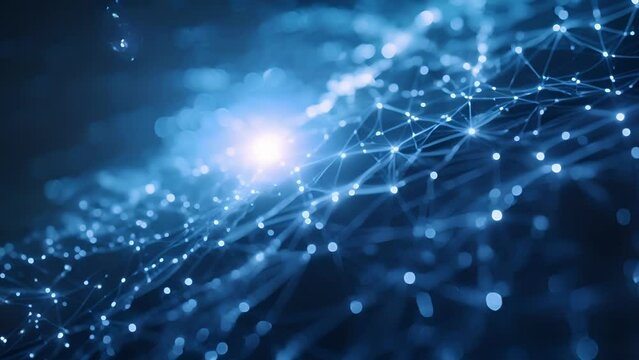 A futuristic grid of lines and dots embodying the advanced technology involved in creating and exeing successful crypto trading algorithms.