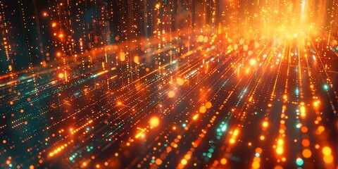 Obraz premium Data technology background. Big data visualization. Flow of data. Information code. Background in a matrix style. 4k rendering, Bright color, realistic