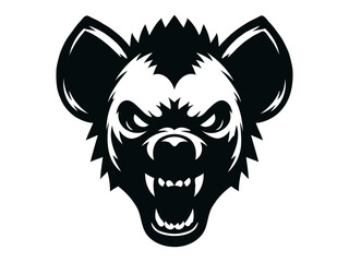 Hyena head logo vector illustration. Hyena face head black logo icon design vector illustration