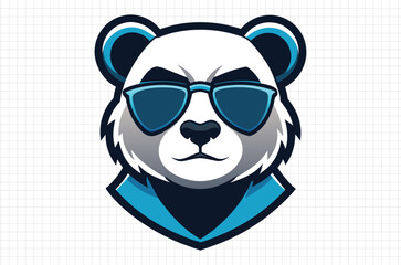 Panda face vector Illustration, Cute panda with Sunglasses, Holiday t shirt, Hand drawn trendy panda Vector, Funny panda face svg, Panda silhouette on black background