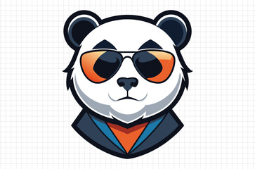 Panda face vector Illustration, Cute panda with Sunglasses, Holiday t shirt, Hand drawn trendy panda Vector, Funny panda face svg, Panda silhouette on black background