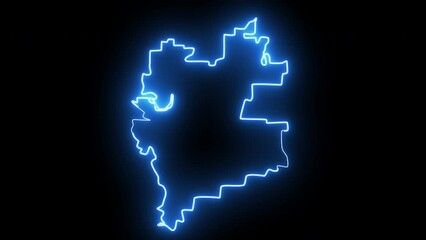 map of Carrollton in Texas with a blue glowing neon effect - Powered by Adobe
