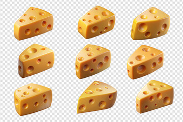 Collection Cheese design. Set vector Cheese, transparent background, png vector