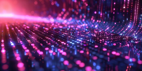 Fototapeta premium Data technology background. Big data visualization. Flow of data. Information code. Background in a matrix style. 4k rendering, Bright color, realistic