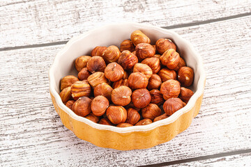 Heap of raw natural hazelnut