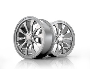 Two chrome drives a white background.