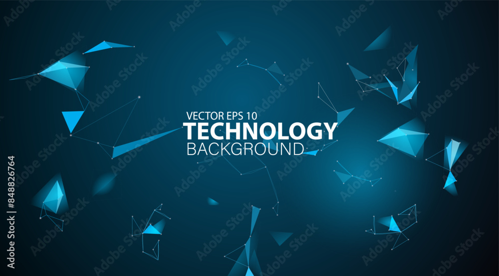 Wall mural Vector illustration of abstract triangle blue background. Technology, hi-tech, nanotechnology, futuristic and modern concepts. 