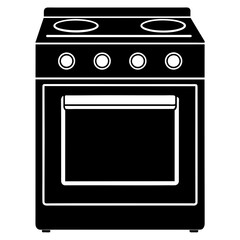 Obraz premium Stove kitchen icon vector black silhouette on white background.