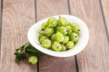 Sweet ripe gooseberries in the bowl