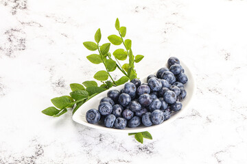 Ripe sweet blueberry in the bowl