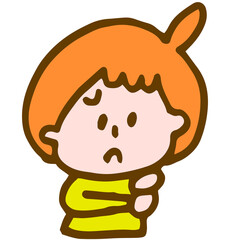 困った表情で考えごとをする女の子