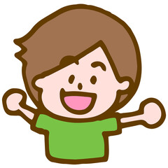 やったーと喜んだ表情の男の子