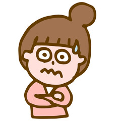 焦った表情の若い女性