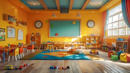 classroom of a daycare center without children and teacher