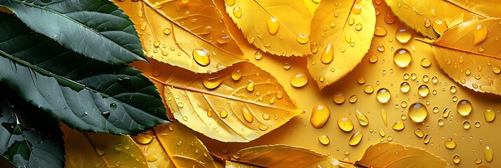  Leaves background with droplets, super macro, sony camera style